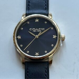 Coach Grand Watch With 36mm Navy Blue Face & Navy Blue Leather Band